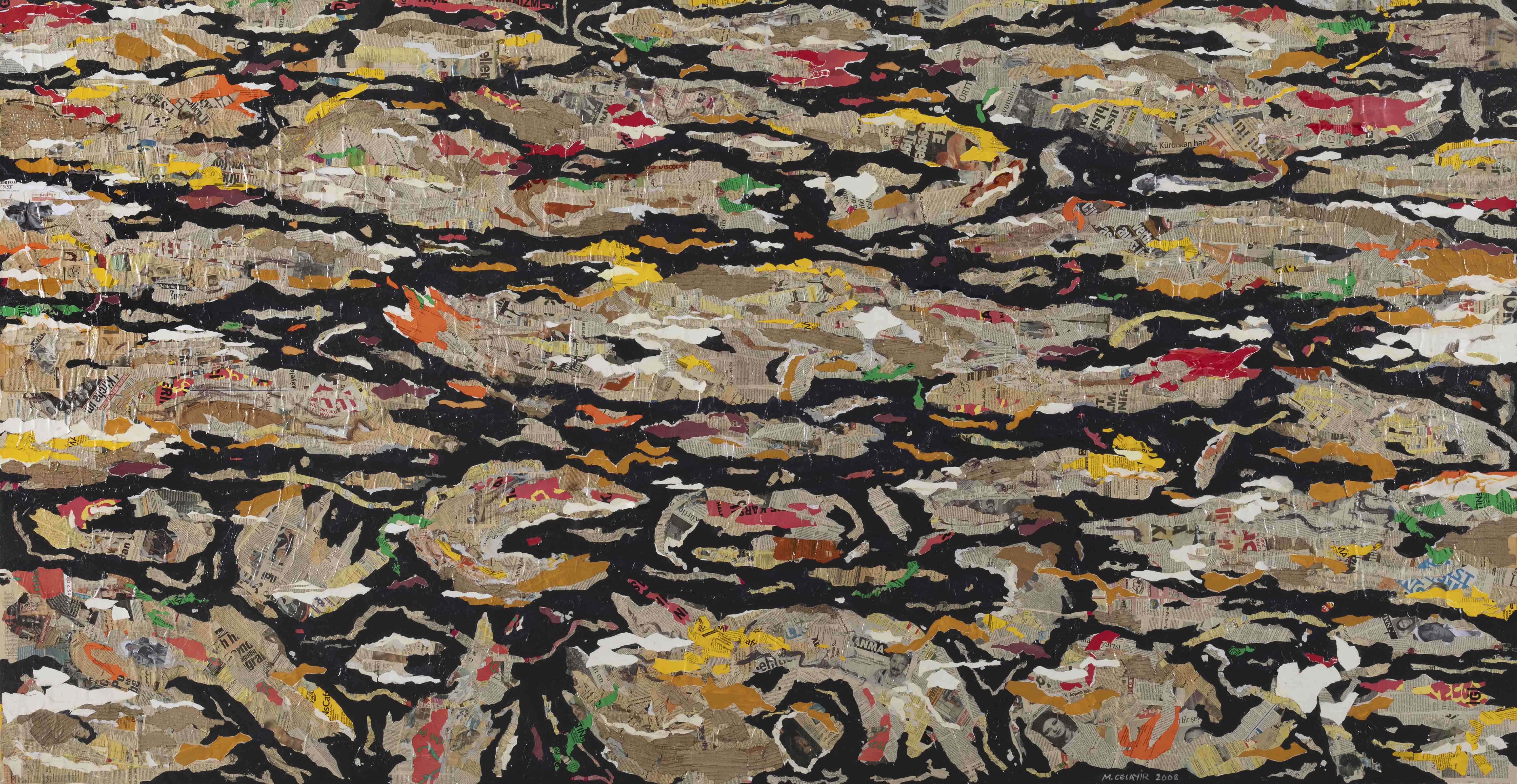 Poli(tik) Manzara tuvalüzeri kagit ve akril boya 196x376 cm,.j2008,pg